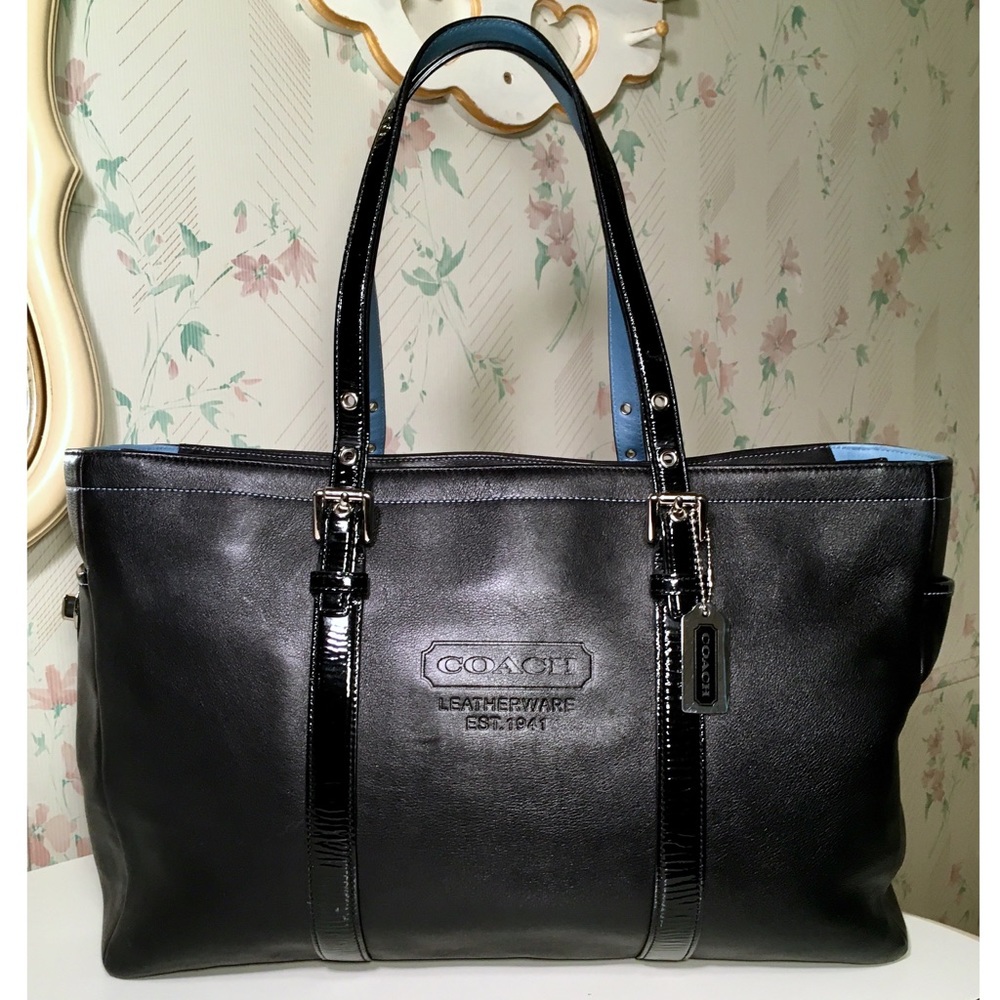 Coach A05Q-9237 Tote Bag Black Genuine Leather